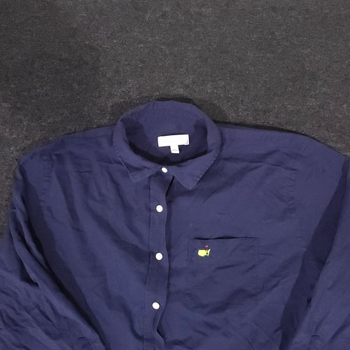 Peter Millar Masters Button Up Shirt Womens Medium Navy Blue Stretch Performance - Picture 2 of 12