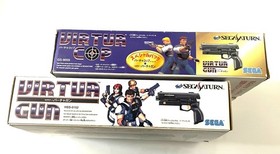 Sega Saturn Virtua Cop Gun Controller Set with Game Software Lot of 2 Boxed