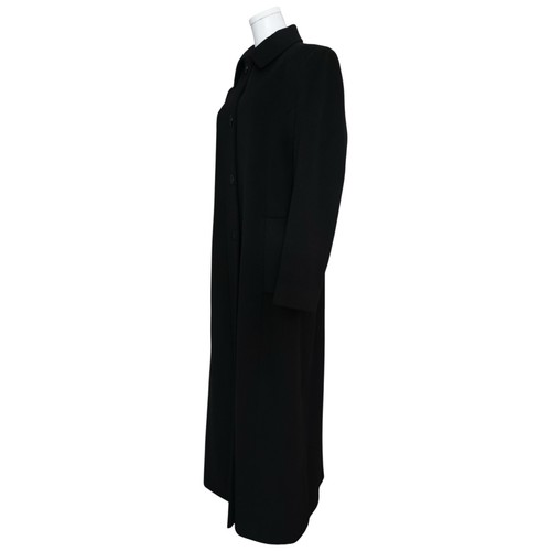 Fleurette Loro Piana Black Wool Maxi Button Up Coat Size 8 - Picture 5 of 12