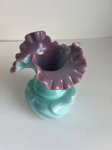 FENTON ART GLASS 6055 CASED LILAC 6.5" TALL VASE