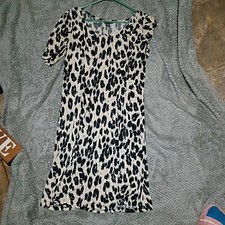 New Directions size 8 Tan Leopard Print Shirt Dress Short Sleeve 