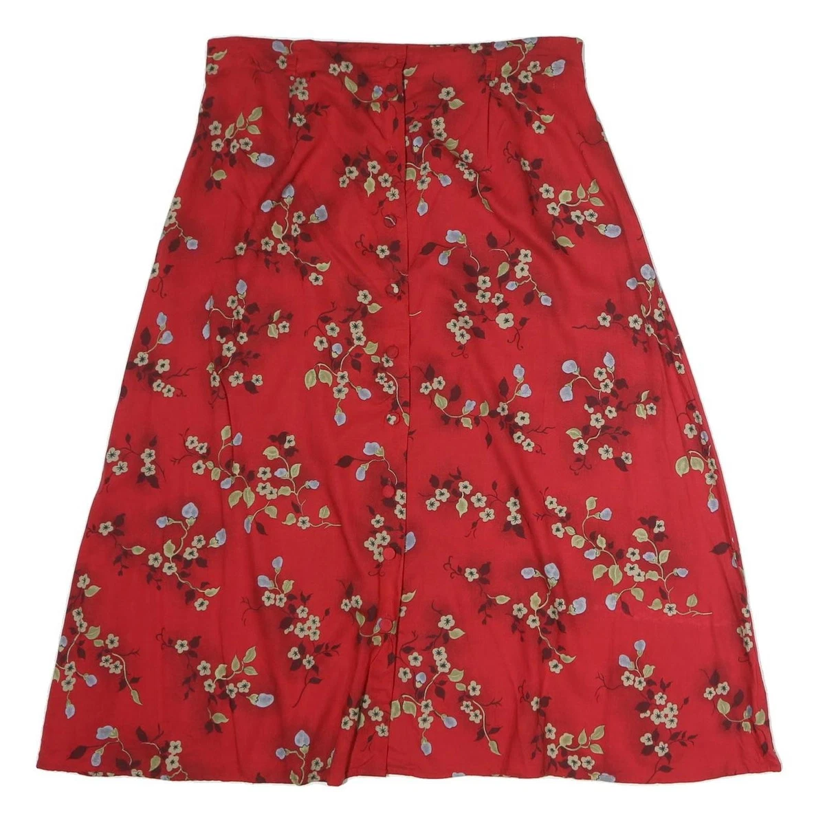 Jupe midi évasée fluide rouge femme