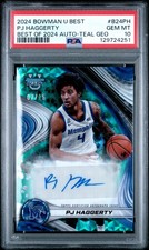 PSA 10 - PJ HAGGERTY #/15 Auto - 2024 Bowman U Best of TEAL GEOMETRIC - MEMPHIS