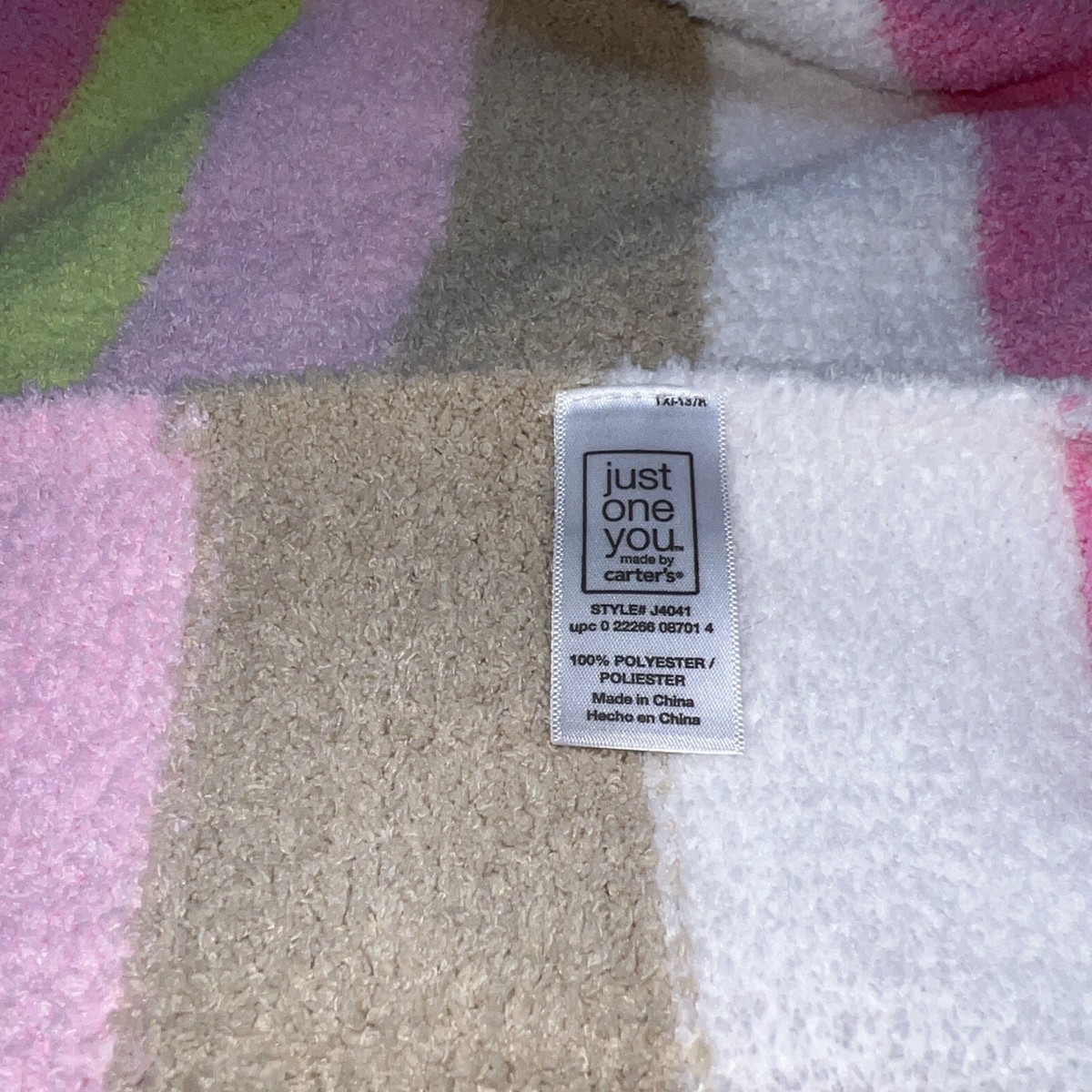 Carters Just One You Pink Green White tan Striped Chenille Baby  display picture 1