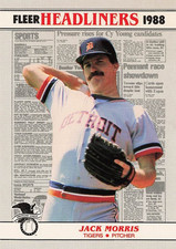 Jack Morris FLEER Headliners Baseball Card 1988 #3