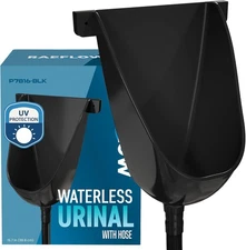 Waterless Urinal with Hose (Black) - UV Resistant Outside Urinal, Black 