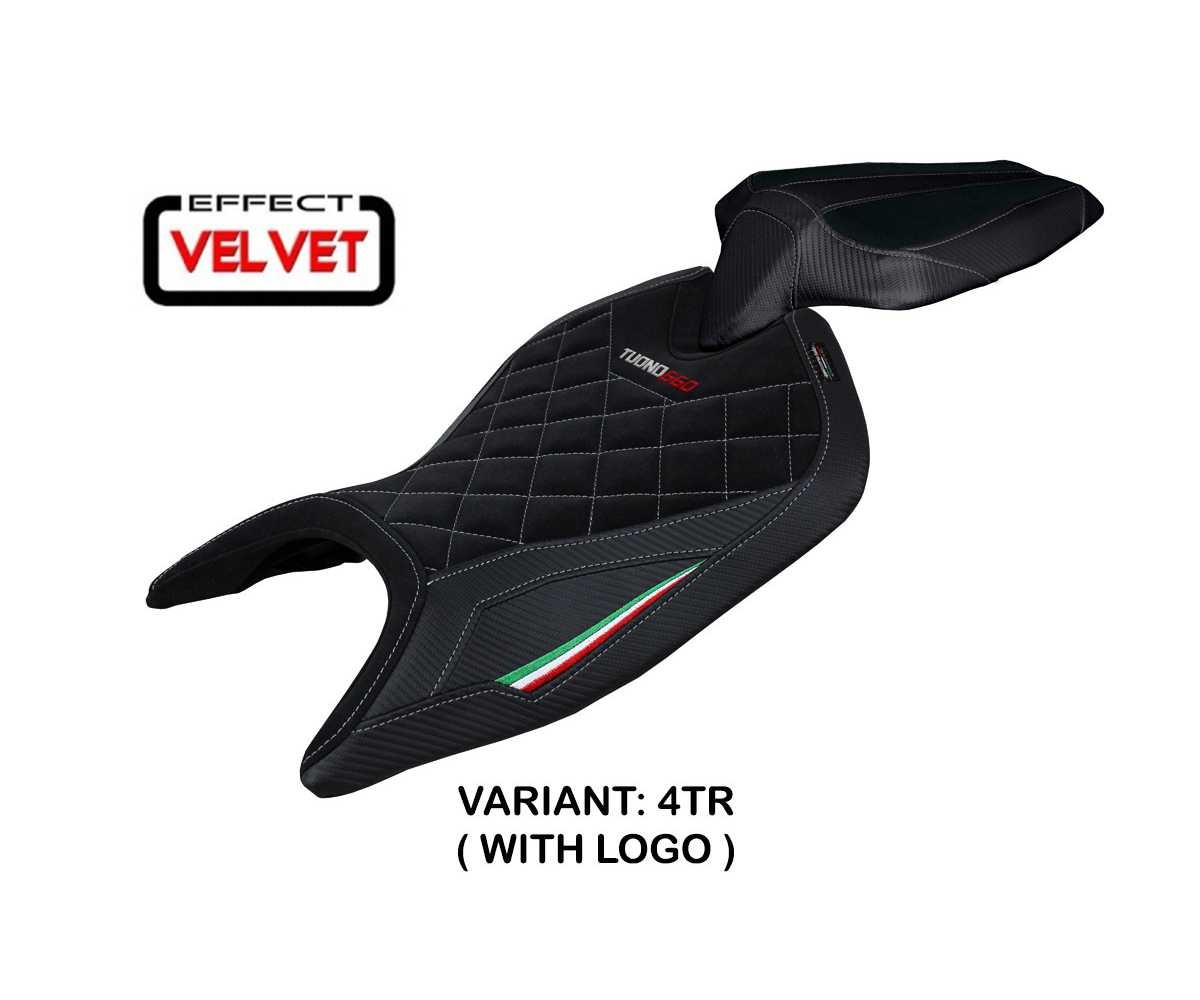 Seat cover Kenya Velvet Tricolor TR + logo TPZ Aprilia Tuono 660 2021 2026