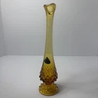 Fenton Amber Glass Hobnail Swung Bud Vase 10” Excellent Vintage Condition