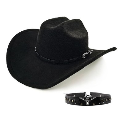 2 Pack Western Cowboy Hats for Women & Men Classic Felt Wide Brim Cowgirl Hats Cowgirl Cowboy Hats for Women Men Wide Brim Western Hat  main image 4