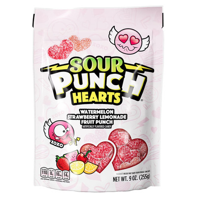Sour Punch Hearts  - Valentine's Day Candy, 9oz Bag