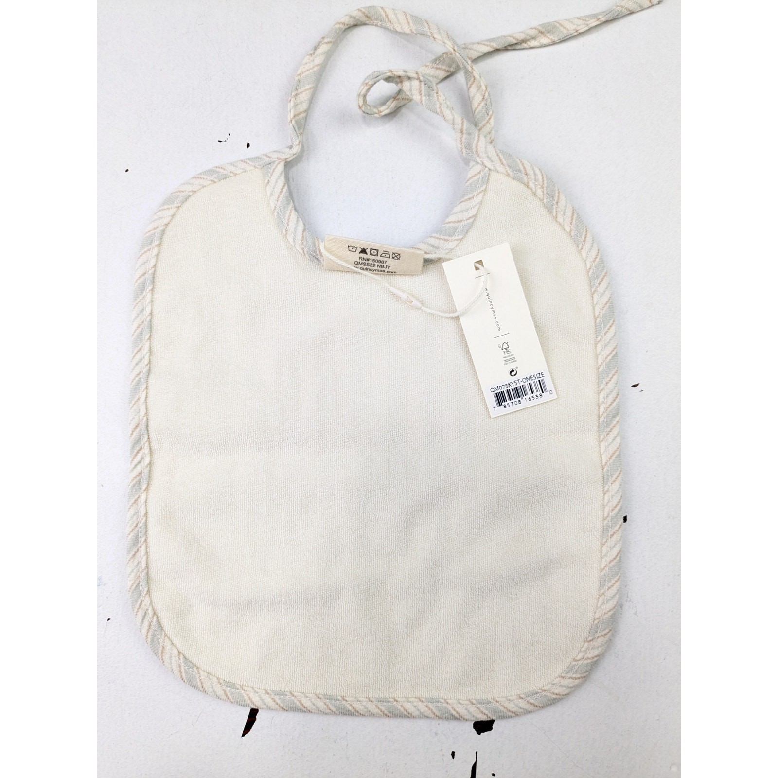 Quincy Mae Light Blue/Cream Striped Bib - One Size