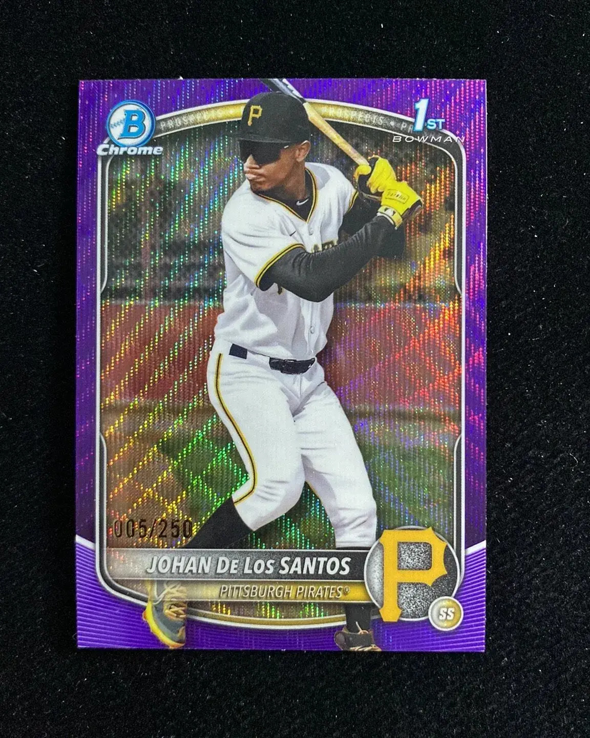 2025 Bowman Chrome Prospects Purple Wave Johan De Los Santos 1st 005/250 LXFS