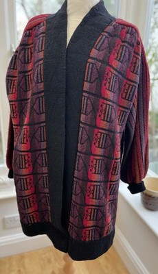 Margaret Hyne Scottish Pure Wool Cardigan Orange, Lila Vintage Large Granny
