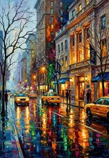 Ralph Lauren NYC Modern Wall Art Poster Colourful Neon Rain City Street Print