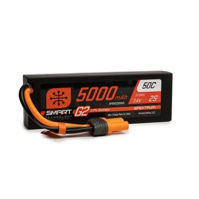 Spektrum 7.4V 5000mAh 2S/ 50C Smart LiPo G2 Hard Case For IC5 SPMX52S50H5