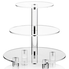 3 Tier Round Acrylic Cupcake Stand Clear Dessert Tower Display Holder with Base