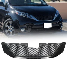 Front Upper Grille Grill Honeycomb ABS Plastic Black For Toyota Sienna 2011-2017