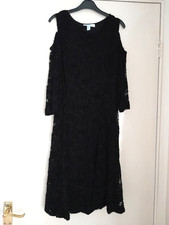 Black Cold Shoulder Dress by Blue Vanilla Size 10 Long Lace Sleeves