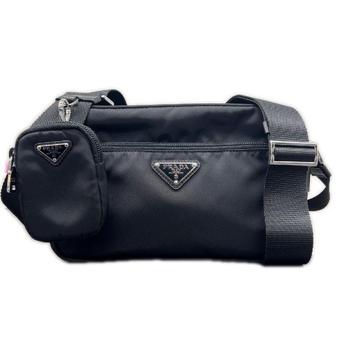 beautiful PRADA Re Nylon shoulder bag 1BC167 RFID verified nylon black A rank