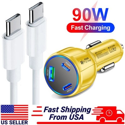 90W Super Fast Car Charger Type-C Adapter For Motorola Moto One 5G UW Ace /Edge