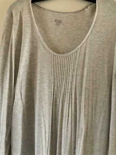 Eileen Fisher 1X graue Strick Long Tunika gebraucht gut