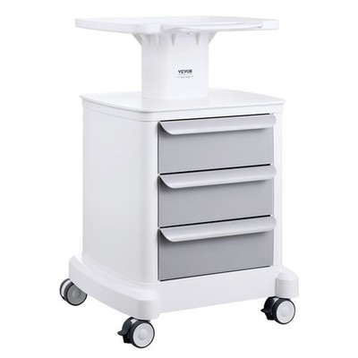 Modern Lab Cart 4 Shelves 3 Drawers 1 Platform 110lb Service Strong ABS