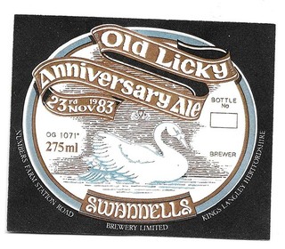 Commemorative Beer Label: Swannell's Brewery Kings Langley for Old Licky 1983