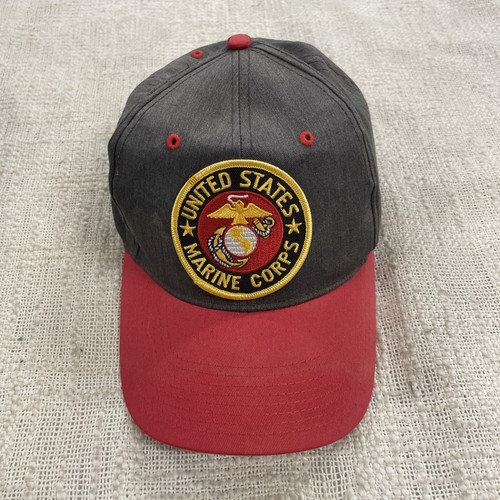 USMC EGA Patch Gray & Red Adjustable Baseball Cap Hat