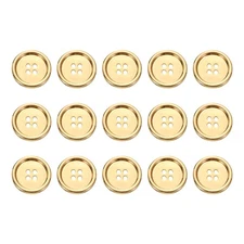 15pcs Metal Button 23mm (0.91") 4 Holes Alloy Round Sewing Buttons, Gold