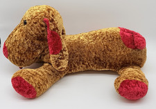 Plush 21" Red and Gold Brown Dachshund Valentine Heart Around Tail Tongue Out