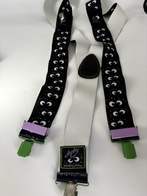 Vintage 1980s KLEINER FEIGLING VODKA Black Elastic Braces With Eyes