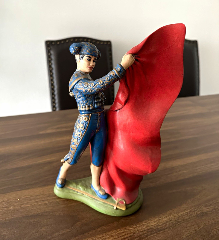 Hand-Painted Ceramic Matador Figurine Red/Blue/Green Spain 12.7025