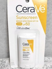 CeraVe InvisibleZinc SPF 50 Sunscreen Stick Hyaluronic Acid 0.47 oz Exp 03/29
