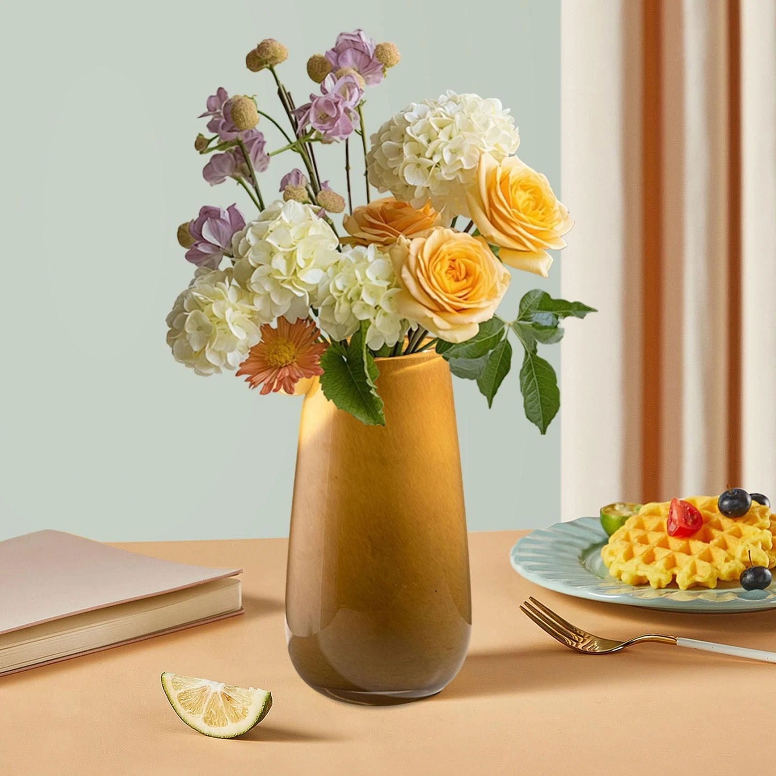 Glass Vase Dried Flower Arrangement Modern Ornament Minimalist Tabletop Flower