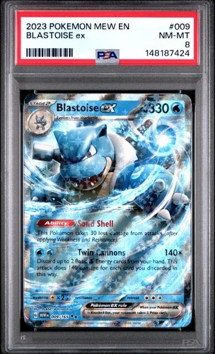 2023 POKEMON MEW EN-151 #009 BLASTOISE EX PSA 8