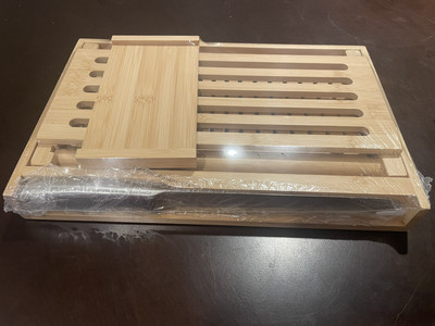Bamboo Bread Slicer With Crumb Catcher Tray, Folds for Easy Storage