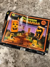 Vintage Sun Hill 1992 Halloween Luminary Lantern Bags Black Cat Jack-O-Lantern