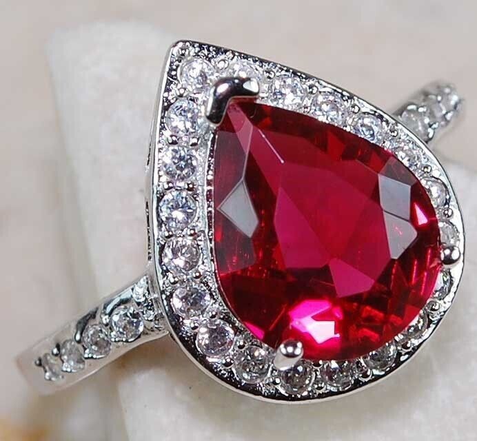 3CT Heat Treated Rubellite Tourmaline 925 Solid Sterling Silver Ring Sz 8 U2-7