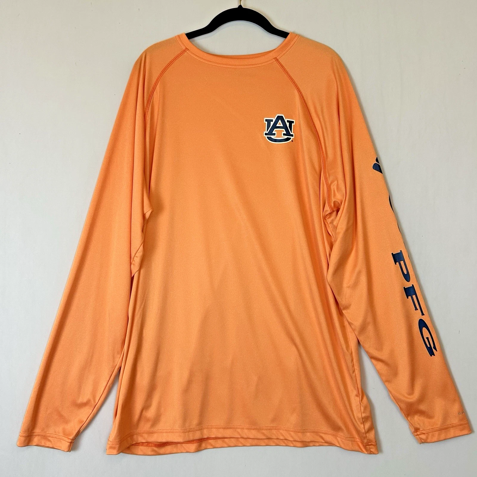 Auburn Tigers Columbia Shirt Mens Extra Large Orange PFG Omni Shade Long Sleeve