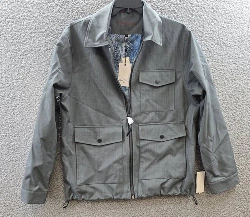 Robert Graham Lightweight Textured Poly Utility Jacket Men's L Gray Full Zip image 3