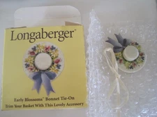 LONGABERGER TIE-ON W/ Ribbon & Box Early Blossoms Hat 1999