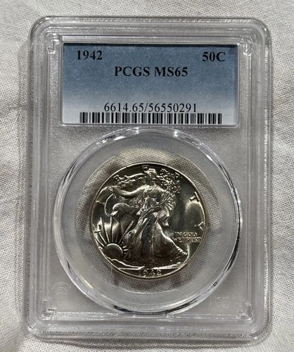 GRADED 1942 Walking Liberty Half Dollar PCGS MS65 Silver American Coin