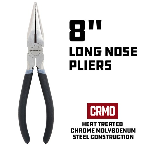 Powerbuilt 8 Inch Pro Tech Long Nose Pliers - 645038 - Picture 2 of 5