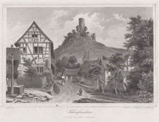 Kiedrich Scharfenstein Original Stahlstich Mayer 1875