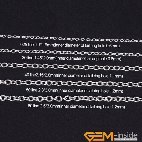 Classic Cable Chains Necklace S925 Sterling Silver Jewelry Making Finding 100cm - Foto 49 di 119