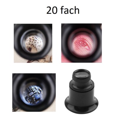 2 Stück x20 fach stark Augenlupe Okular Juwelier Uhrmacherlupe Schwarz.-Gift