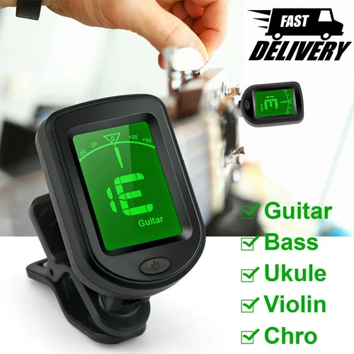LCD Clip On Chromatic Acoustic Electric Guitar Bass Ukulele Banjo Violin Tuner - Picture 1 of 7