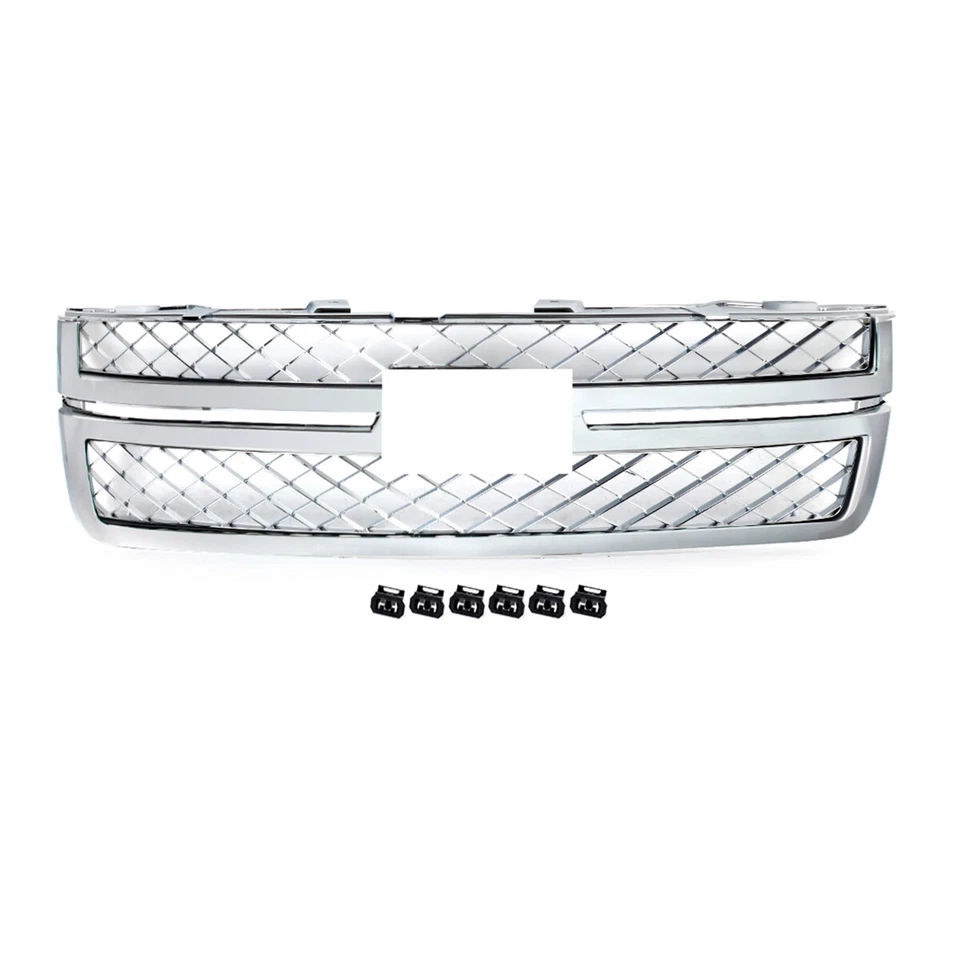 ALL CHROME Front Grille Mesh Grill For 2011-2014 Chevy Silverado 2500HD 3500HD Foto 3 de 4