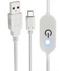 USB A 2.0 to USB C LED Touch Dimmer with On/Off Switch | Male to Male | 1m White