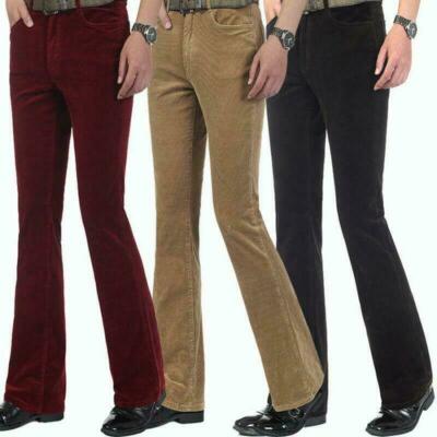 Mens Corduroy Bell Bottom Flares Winter Pant Retro Bootcut